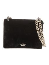 Kate Spade Black Velvet Push-lock Cls Shldr Bag