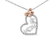 10k Gold-pl .22ct Diamond Mom Necklace