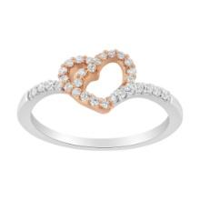 10k Two-tone Gold .20ct Diamond Open Heart Ring