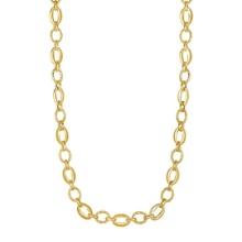 14k Gold Shiny And Textured Oval Link Necklace
