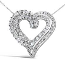 Elegant 1.00ct Diamond Ribbon Heart Necklace