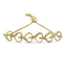 10k Gold-pl .11ct Diamond Accent Heart Bracelet
