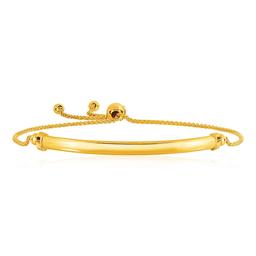 14k Gold Smooth Curved Bar & Lariat Style Bracelet