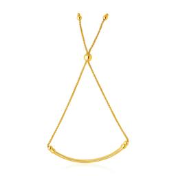 14k Gold Smooth Curved Bar & Lariat Style Bracelet