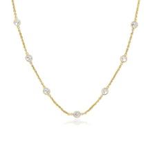 14k Gold White Sapphire Yard Long Links Necklace