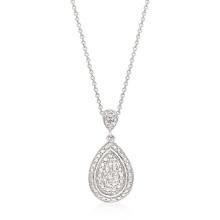 Elegant Round .02ct White Topaz Teardrop Necklace
