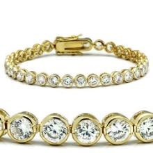 Brass Round 7.75ct White Sapphire Tennis Bracelet