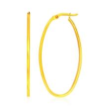 14k Gold Slim Oval Shape Hoop Earrings