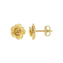 14k Gold Post Rose Earrings
