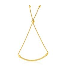 14k Gold Smooth Curved Bar & Lariat Style Bracelet