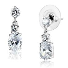Round & Oval 3.20ct White Sapphire Drop Earrings