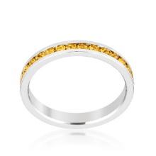 Elegant Round Cut 0.35ct Citrine Eternity Band