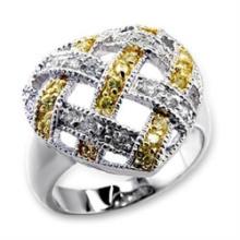 Round .38ct White & Yellow Topaz Heart Ring
