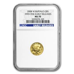 2008-w 1/10 Oz Gold Buffalo Ms-70 Ngc (er)