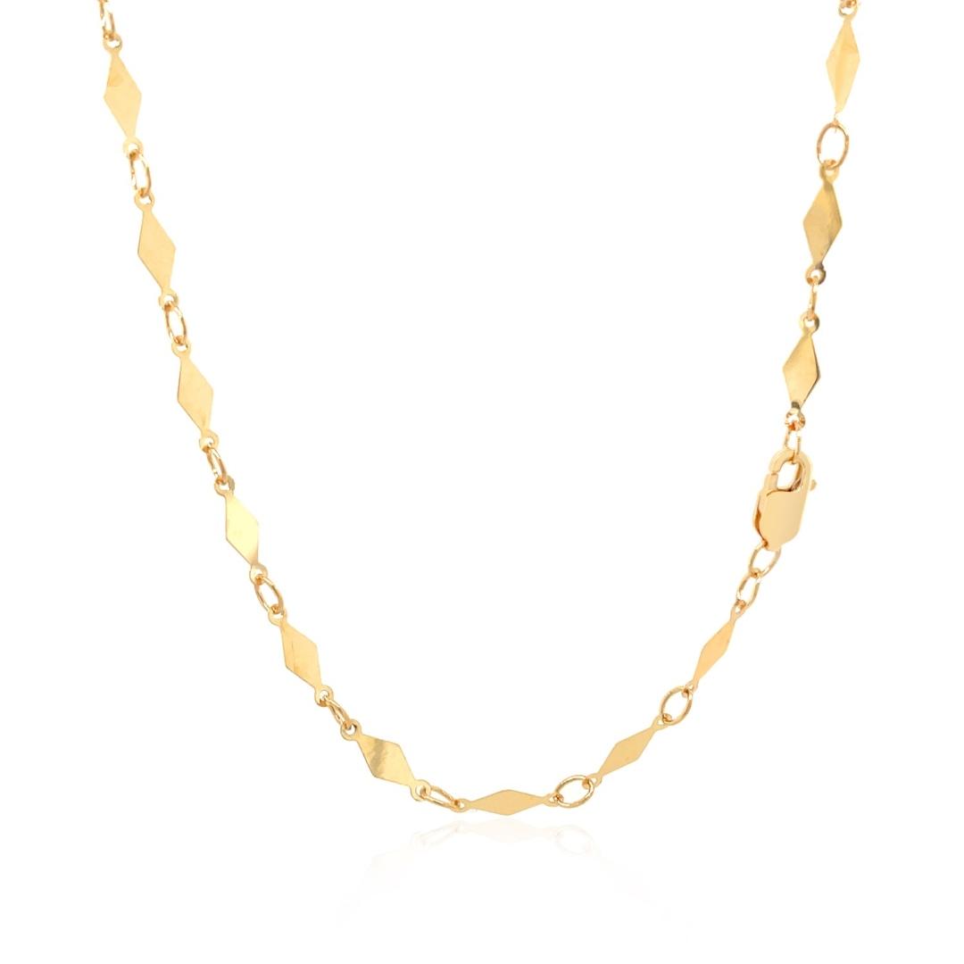 14k Gold Polished Diamond Motif Chain 3.0mm