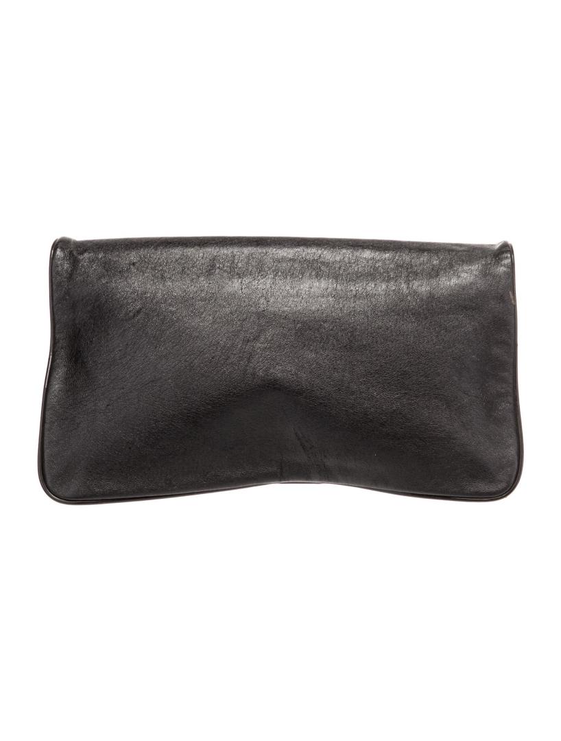 Tory Burch Graphic Print Black Leather Snap Clutch