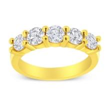 14k Gold-pl. Round 1.50ct Diamond 5-stone Ring