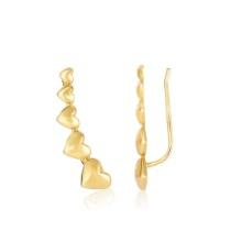 14k Gold Graduated Heart Climbers Stud Earrings