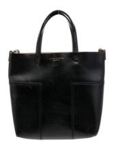Tory Burch Black Leather Gold-tone Hdw Clasp Tote