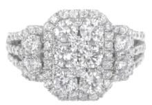 14k White Gold Round 2.24ct Diamond Cluster Ring