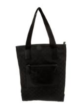 Gucci Gg Black Nylon Silver-tone & Tonal Hdw Tote
