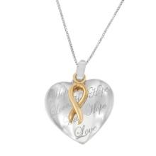 10k Two-tone Gold Ribbon & Heart Necklace