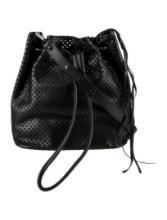 Rebecca Minkoff Blk Leather Drawstring Bucket Bag