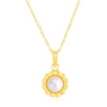 14k Gold Flower Necklace With Pearl