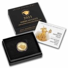 2021w 1/4oz Pf Gold Eagle Type 2 Box & Coa
