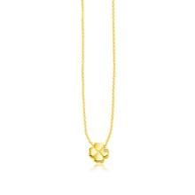 14k Gold Round .004ct Diamond Clover Necklace