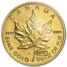 1999 Ca .1oz Gold Maple Leaf Bu 20 Years Ans Privy