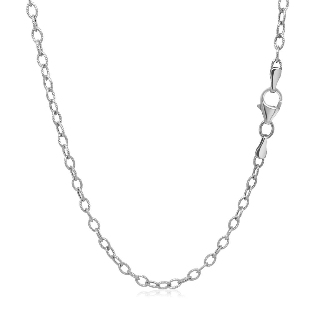 14k White Gold Textured Links Pendant Chain