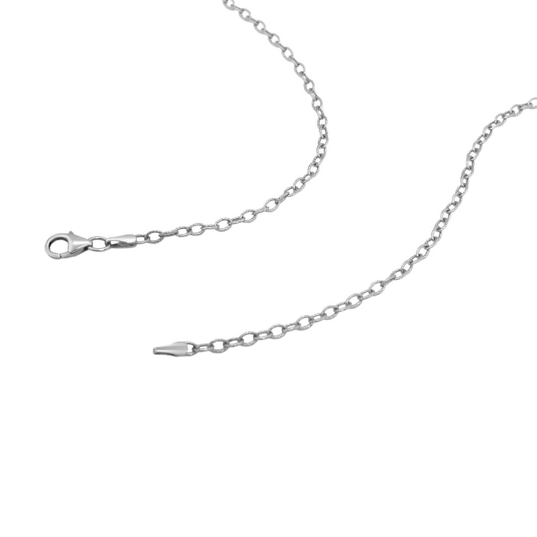 14k White Gold Textured Links Pendant Chain
