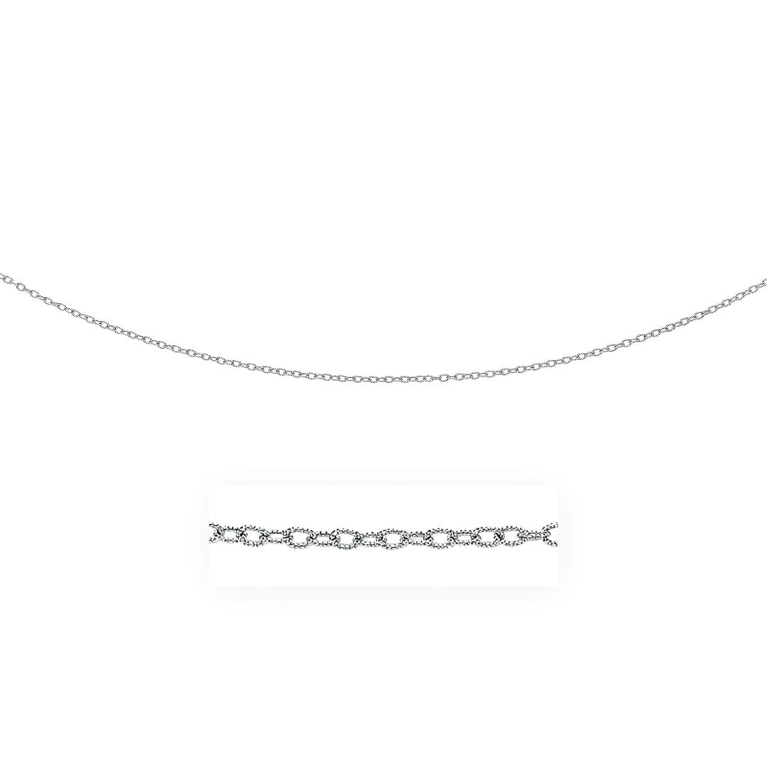 14k White Gold Textured Links Pendant Chain