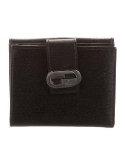 Gucci Black Leather Snap Cls Compact Wallet
