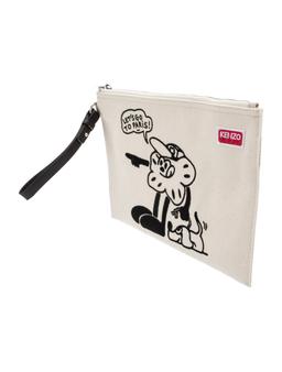 Kenzo Neut Canvas Silver-tone Hdw Emb Clutch