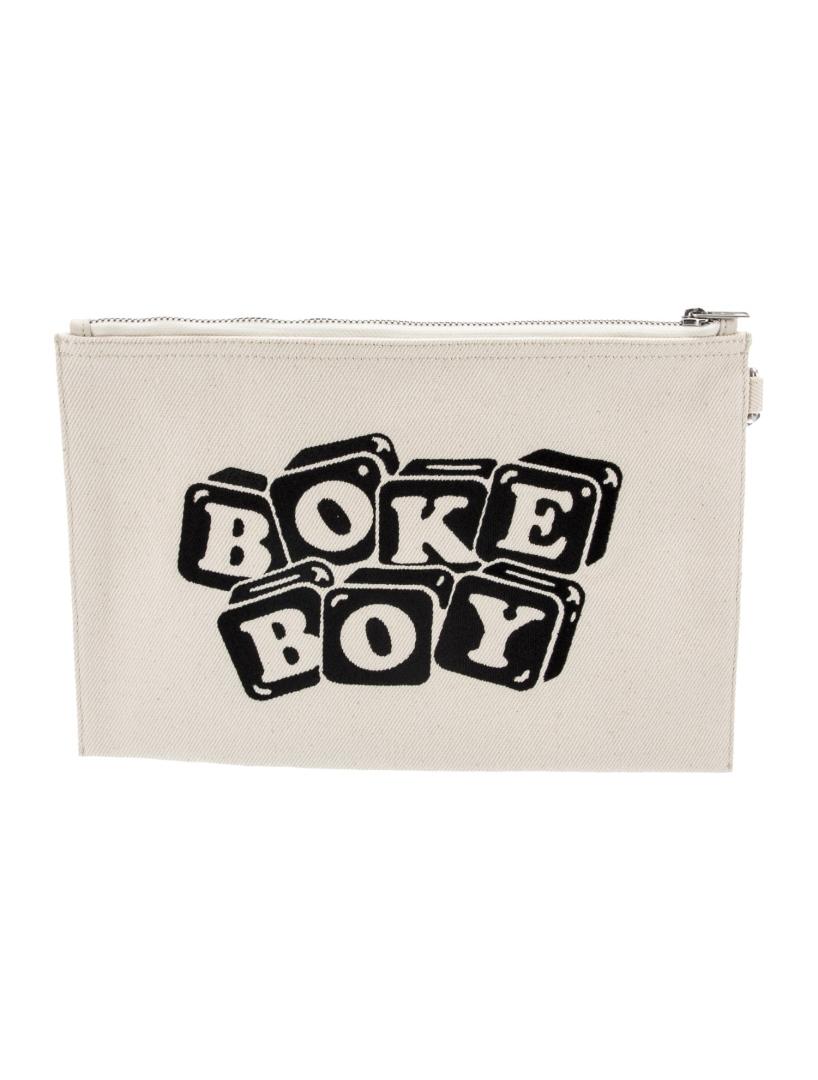 Kenzo Neut Canvas Silver-tone Hdw Emb Clutch