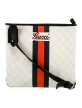 Gucci Red Gg Supreme Drawstring Cls Messenger Bag