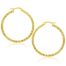 10k Gold Large Textured Hoop Earrings
