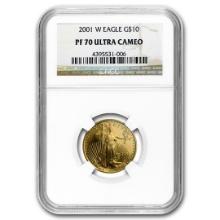 2001-w 1/4 Oz Proof American Gold Eagle Pf-70 Ngc