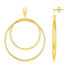 14k Gold Open Circle Dangles Post Earrings