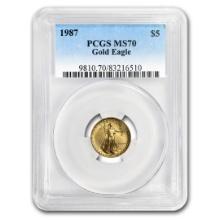 1987 1/10 Oz American Gold Eagle Ms-70 Pcgs