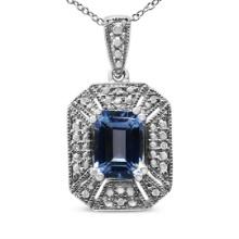 Exquisite 1.63ct Blue Topaz & Diamond Necklace