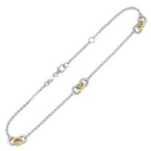 14k Gold & Silver Triple Ring Stationed Anklet