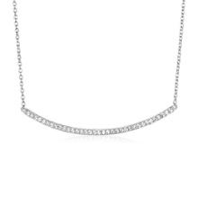 Round White Topaz Accented Curved Bar Necklace