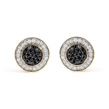 14k Gold-pl .32ct Black & White Diamond Earrings