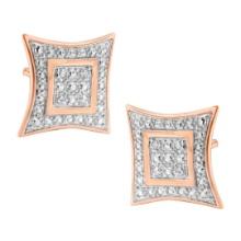 14k Gold-pl. .04ct Diamond Pointed Star Earrings
