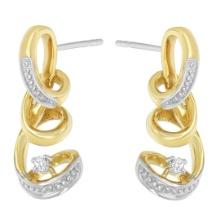 10k Two-tone Gold .05ct Diamond Spiral Earrings