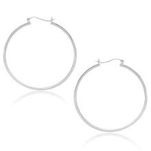 10k White Gold Polished Hoop Earrings 40mm