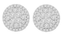 10k Gold Round 1.48ct Diamond Cluster Earrings